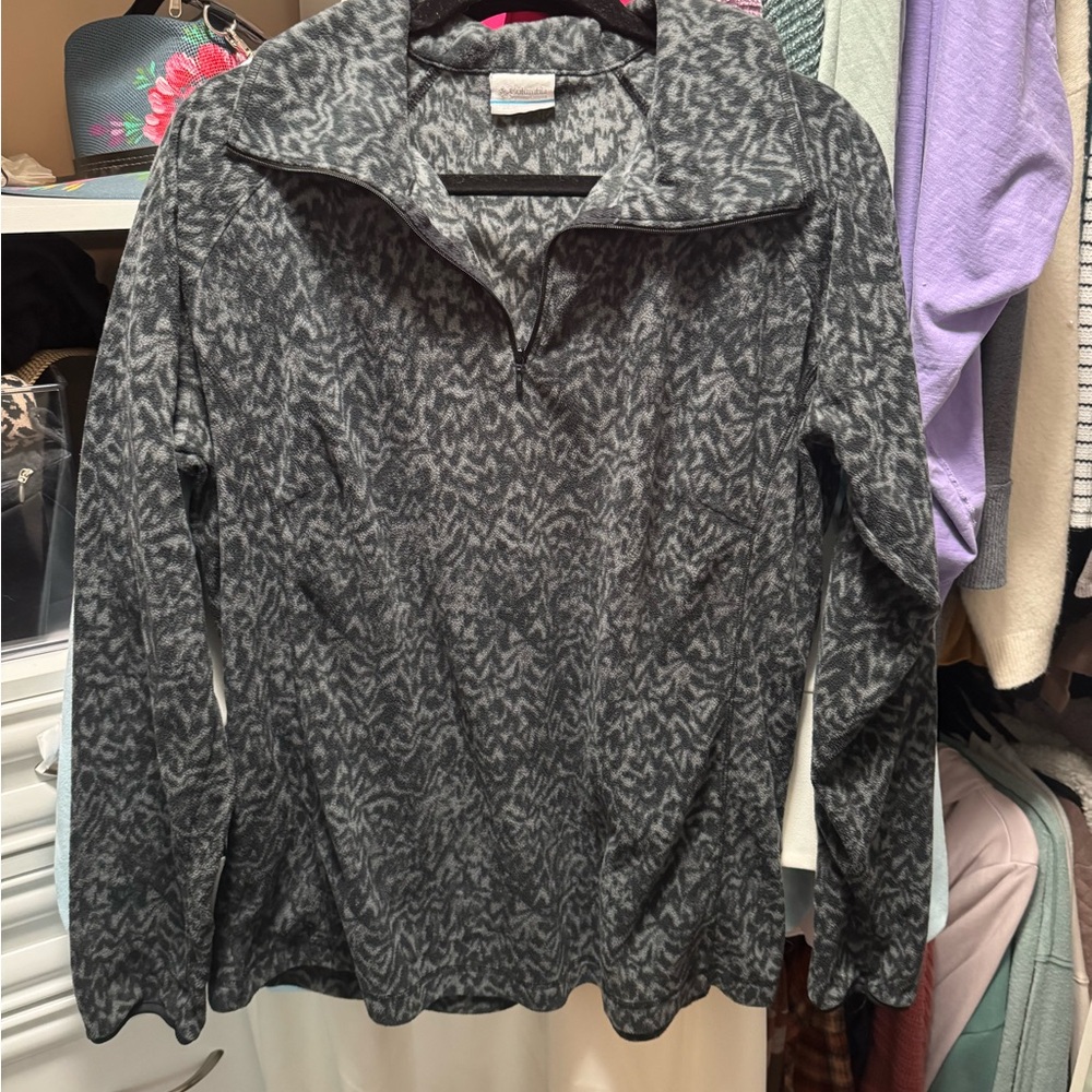 Columbia Gray/Black Patterned Quarter-Zip Pullover